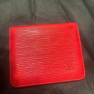 EUC red LV Epi Leather Bi-Fold wallet